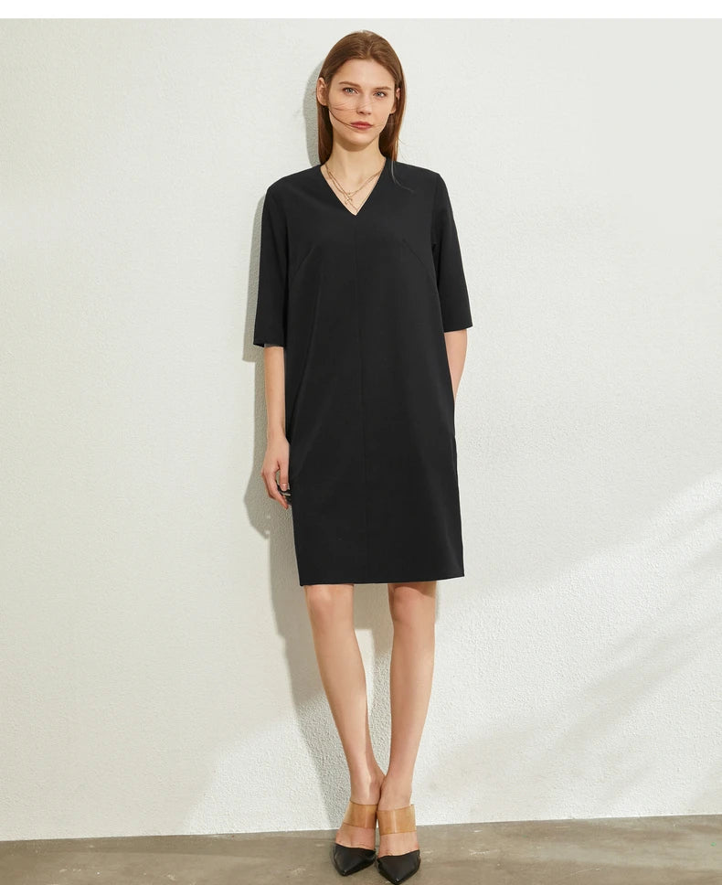 Minimalism V-Neck Loose Chiffon Dress