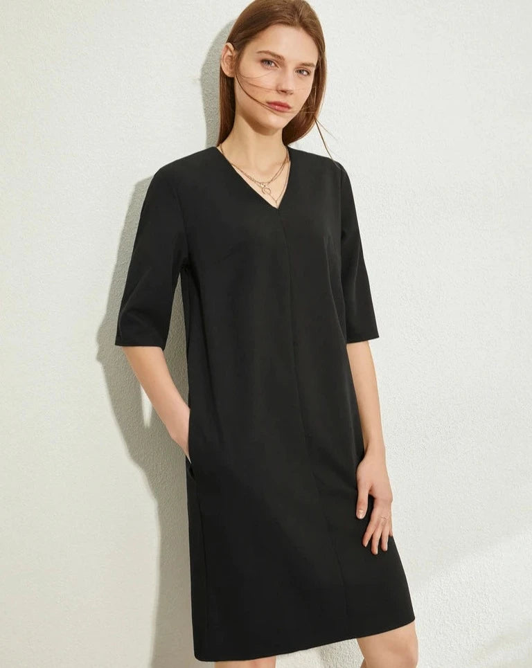 Minimalism V-Neck Loose Chiffon Dress