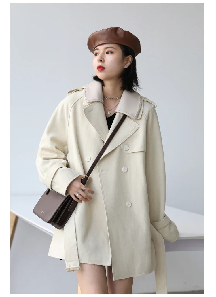 Woolen Solid Color Jacket Coat