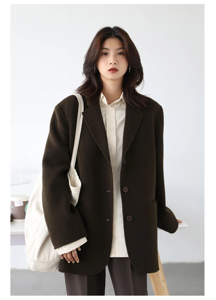 Double-Sided Wool Blazer Coat