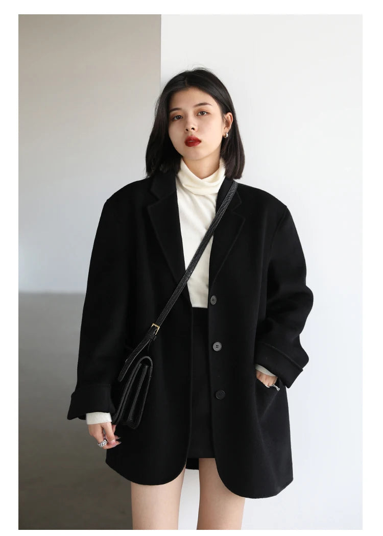 Double-Sided Wool Blazer Coat