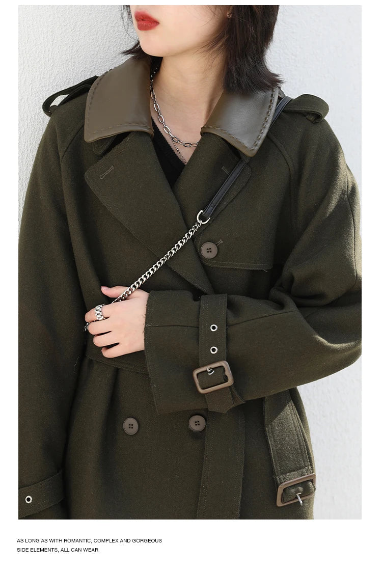 Woolen Solid Color Jacket Coat