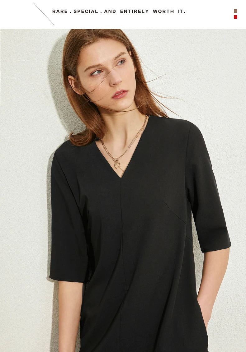 Minimalism V-Neck Loose Chiffon Dress