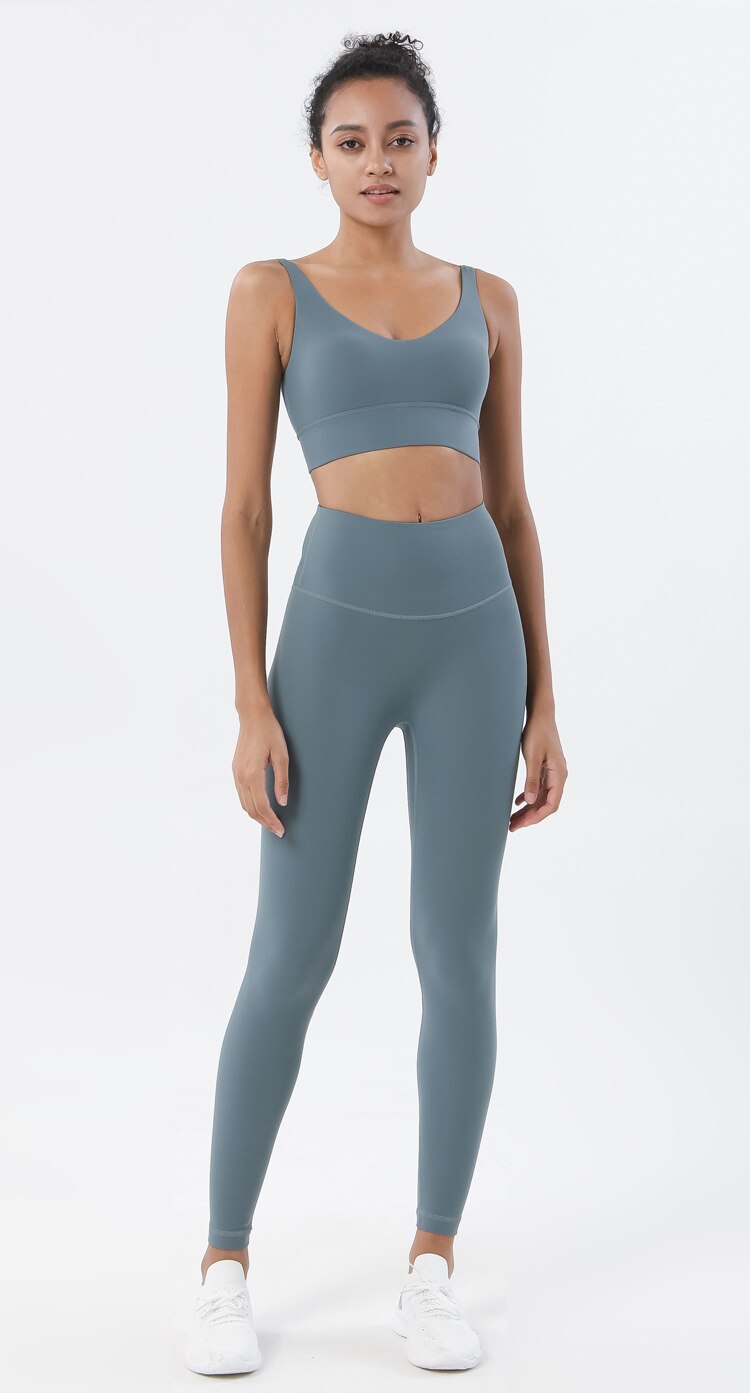 Two Piece - High Waist Leggings And Crop Top Set