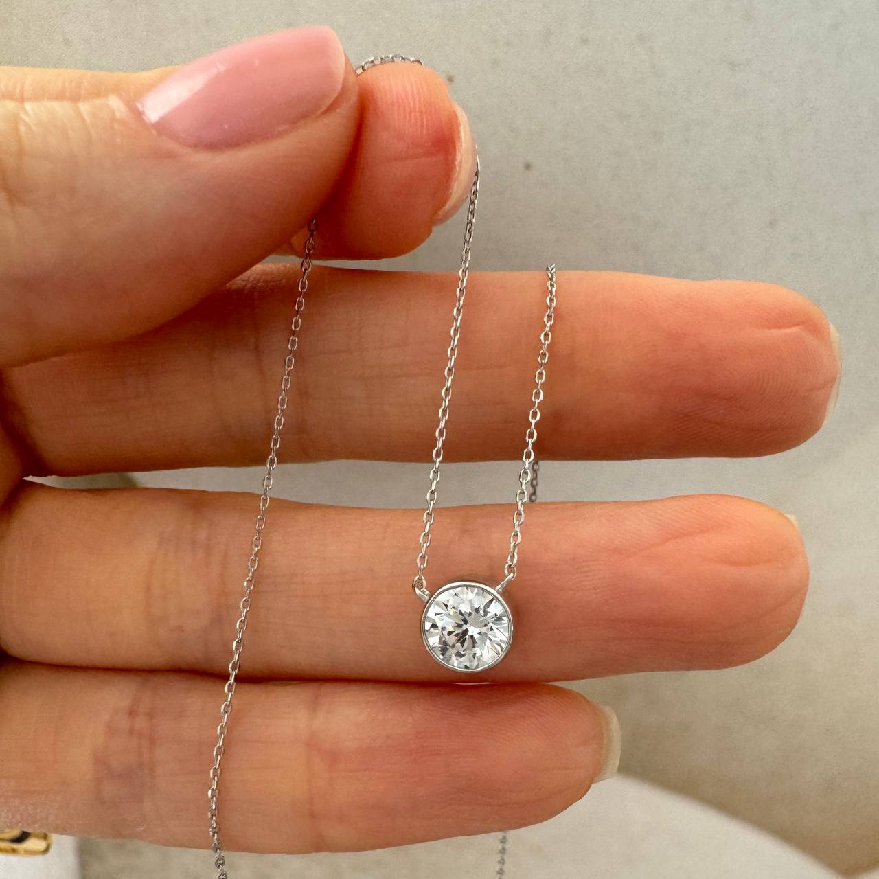 14K Solid Gold Moissanite Necklace
