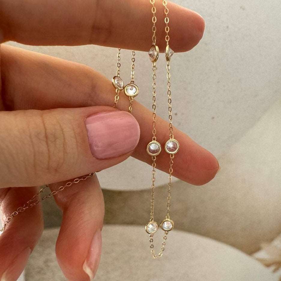 14K Solid Gold Moissanite Necklace