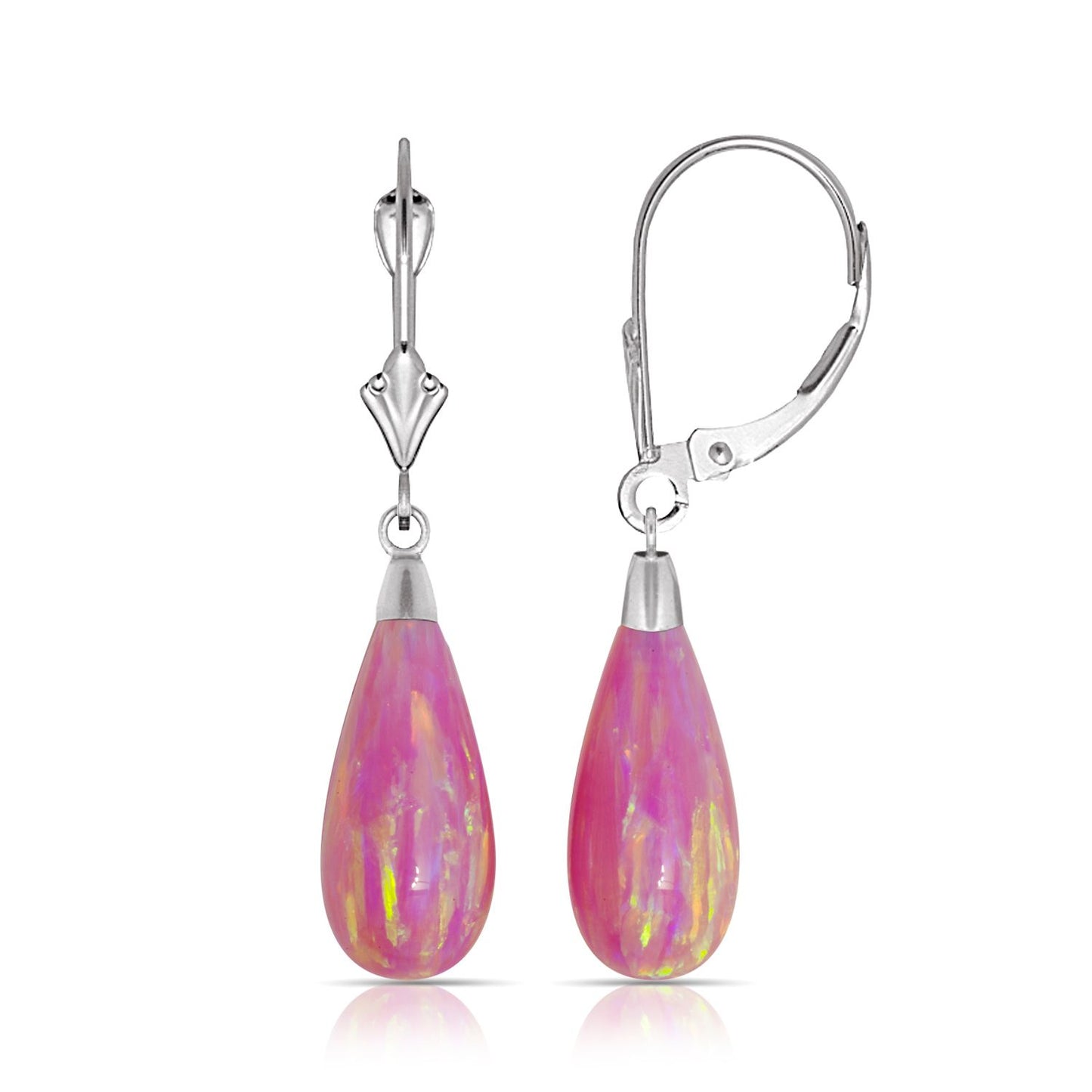 Opal Drops Levender Earrings 14K White Gold