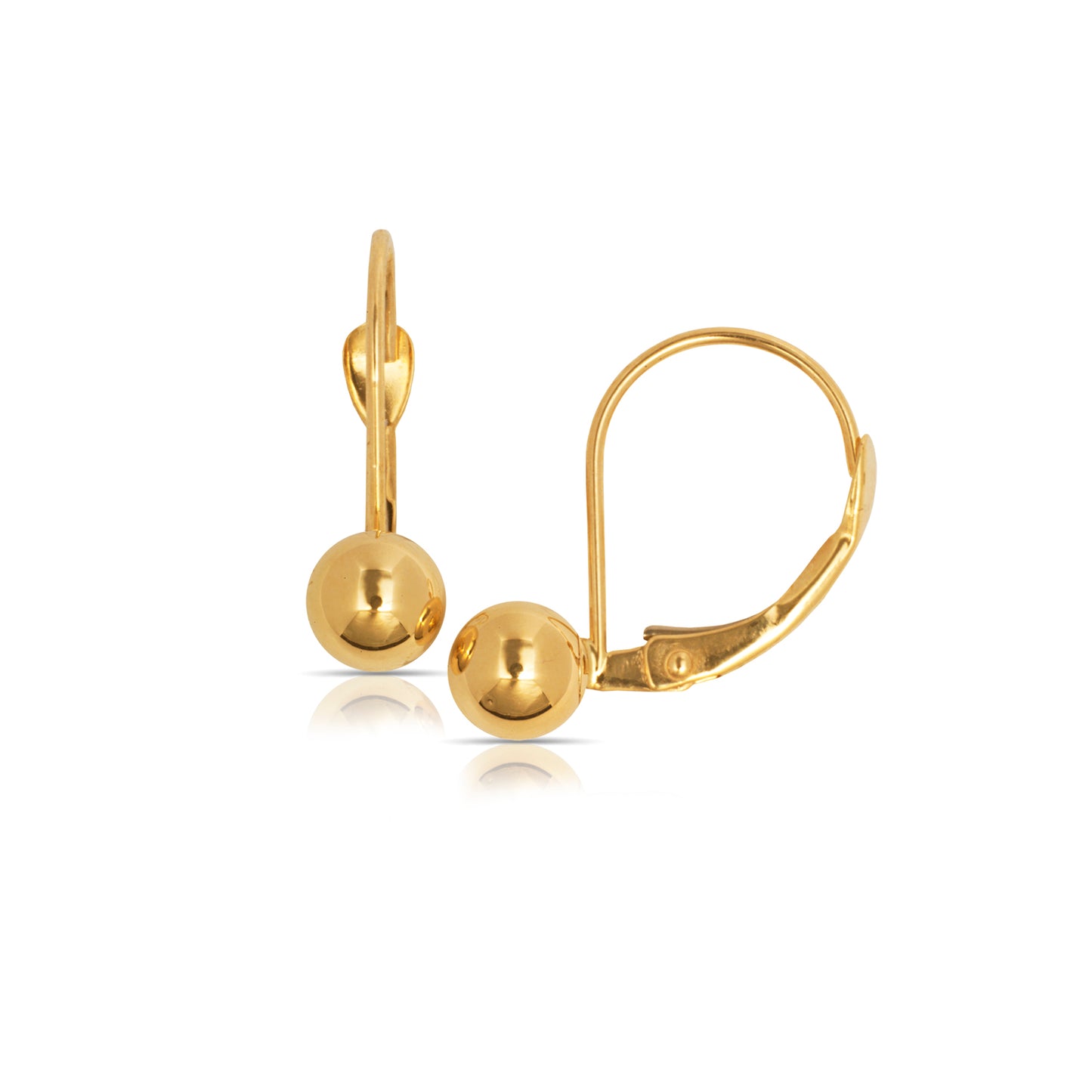 Minimalist Design 14K Gold Ball Lever-back Earrings