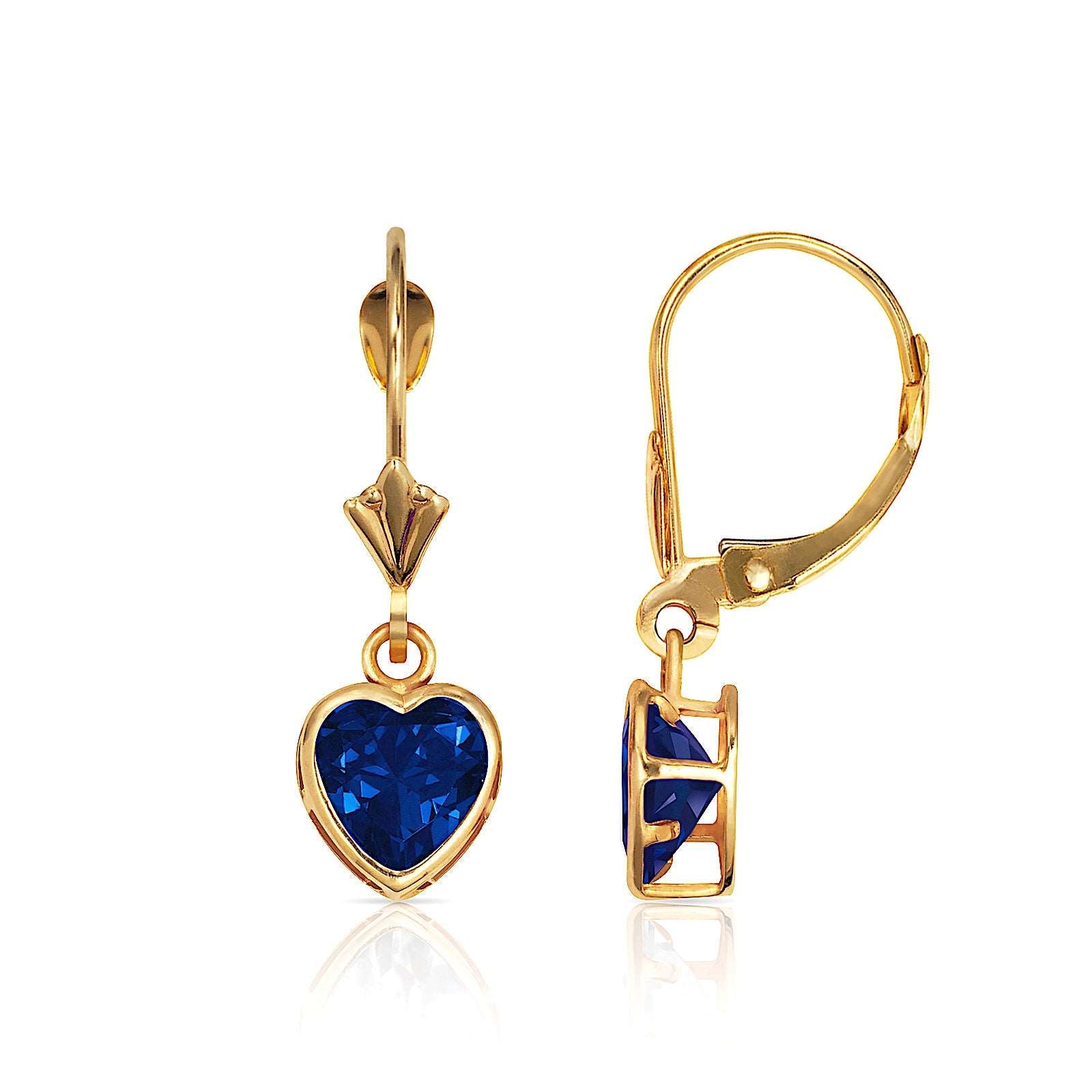 14K Gold Heart Zircon Lever-back Earrings