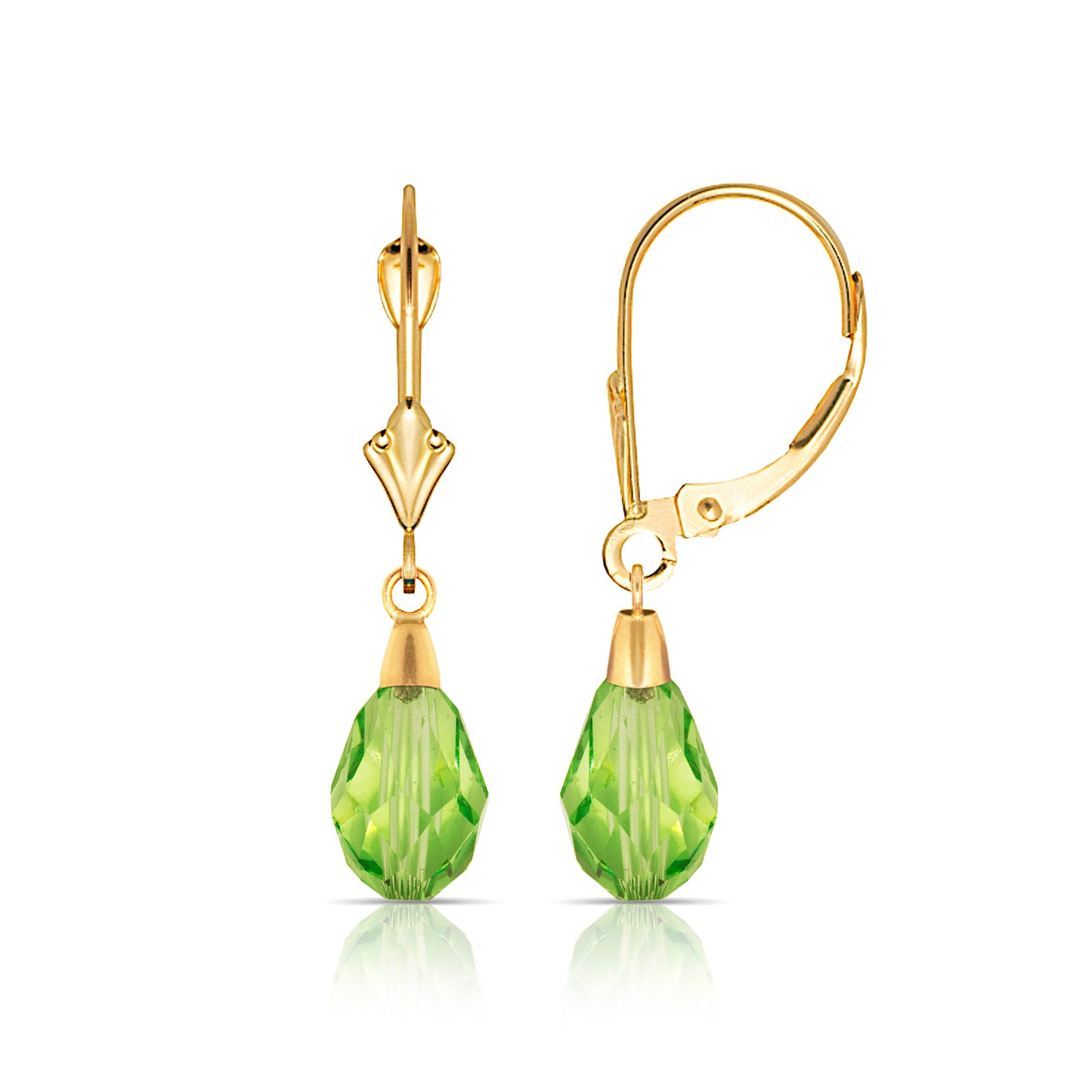 14K Gold Crystal Swarovski Drop Lever-Back Earrings - BEYOND