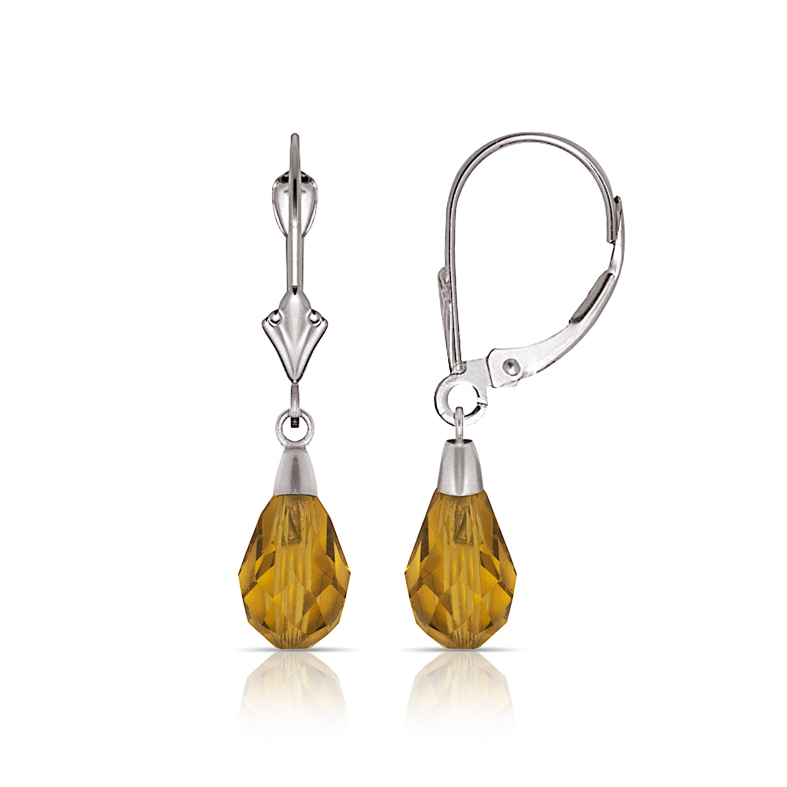 14K Gold Crystal Swarovski Lever-Back Earrings - BEYOND