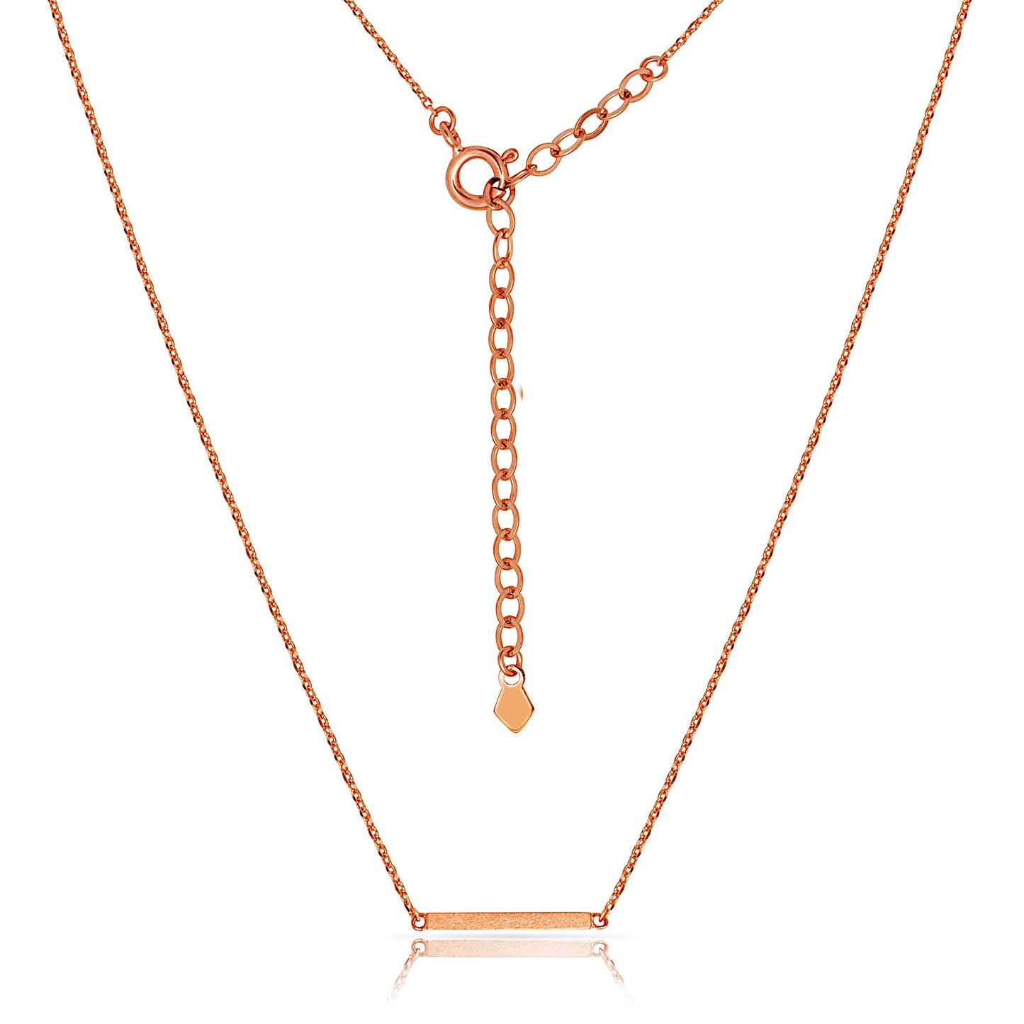 Minimalist 14K Solid Gold Horizontal Bar Necklace