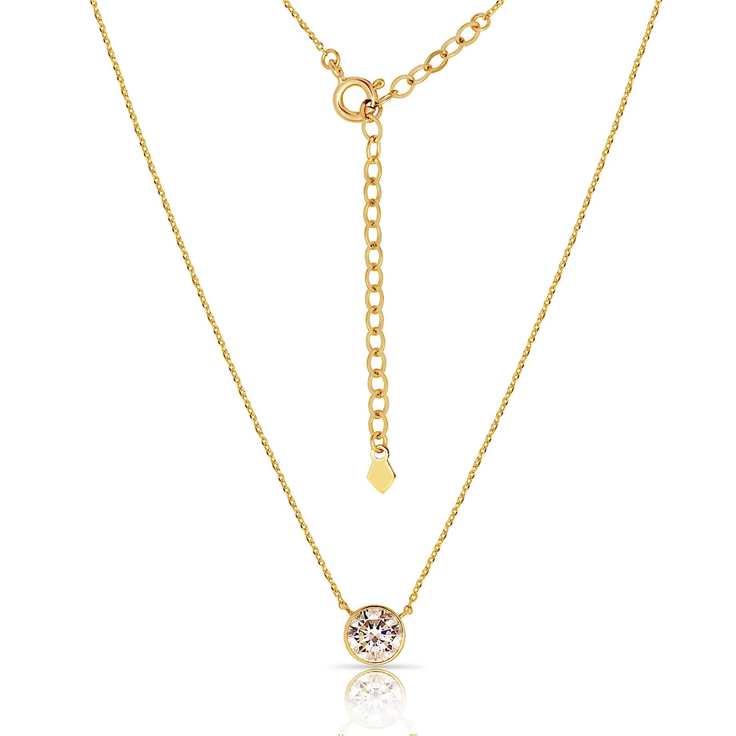 14K Gold, CZ Stud Earrings And Necklace Set