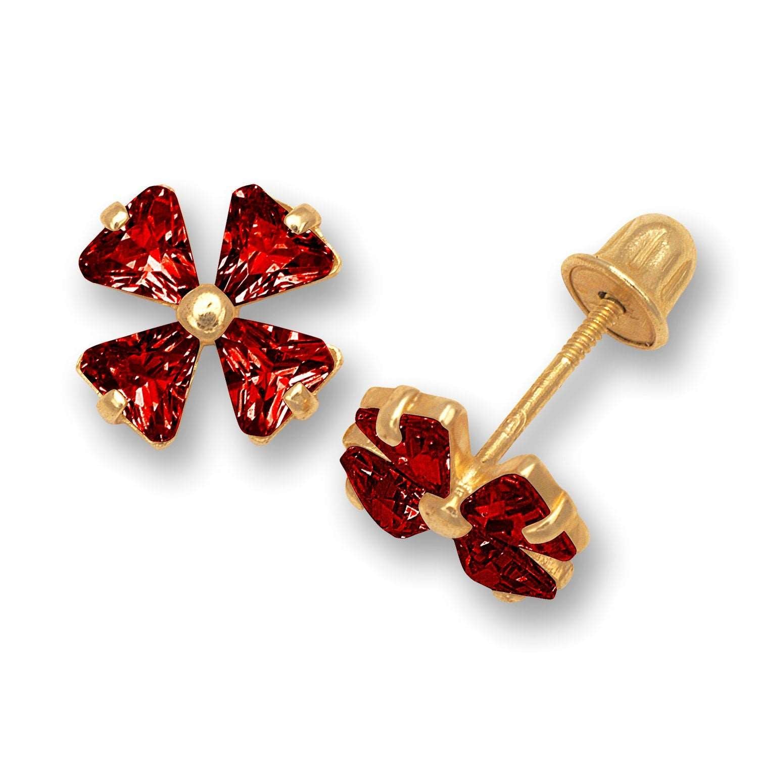 14K Solid Gold Stud Flower Zircon Earrings - BEYOND