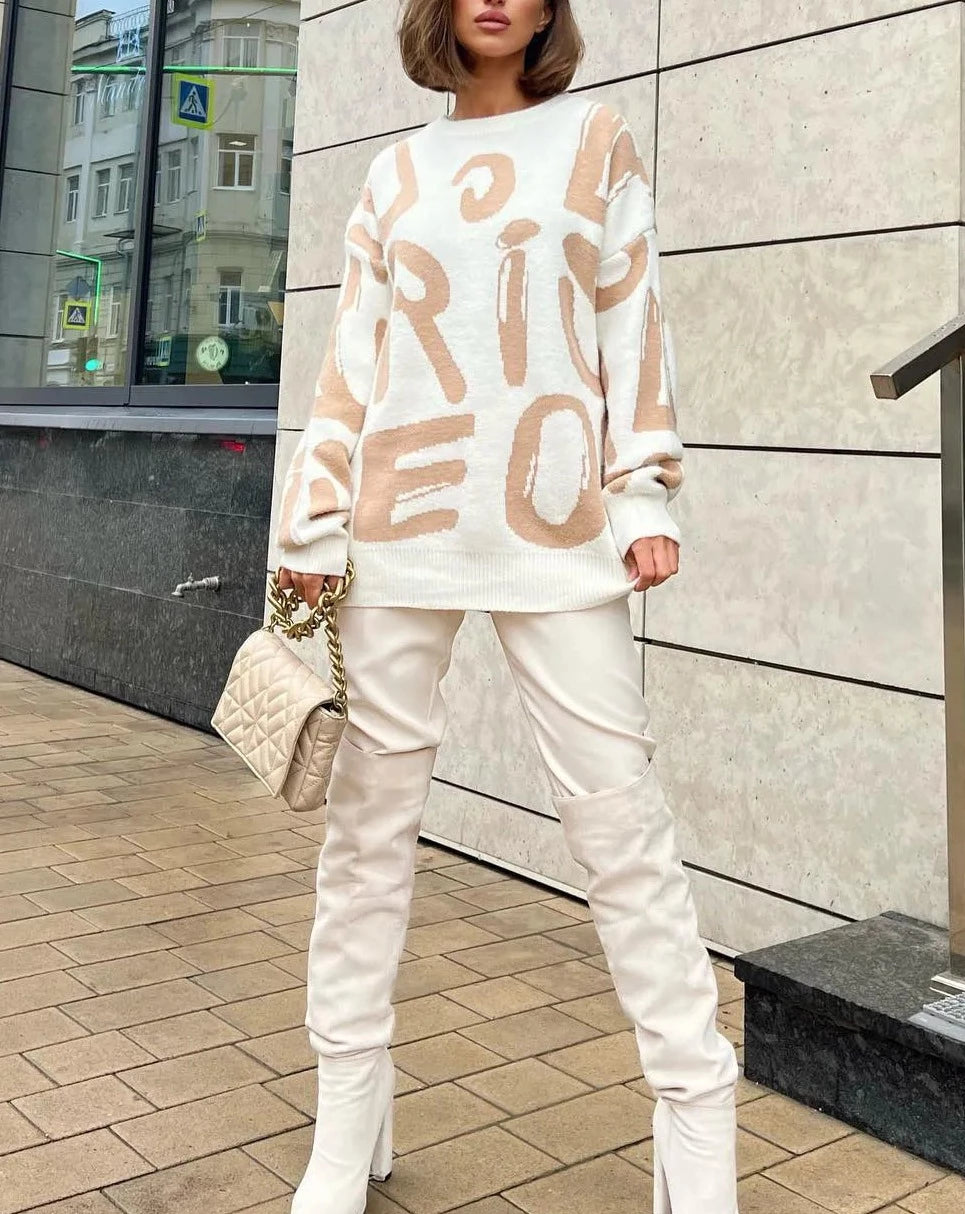 Letter Print Oversized Sweaters