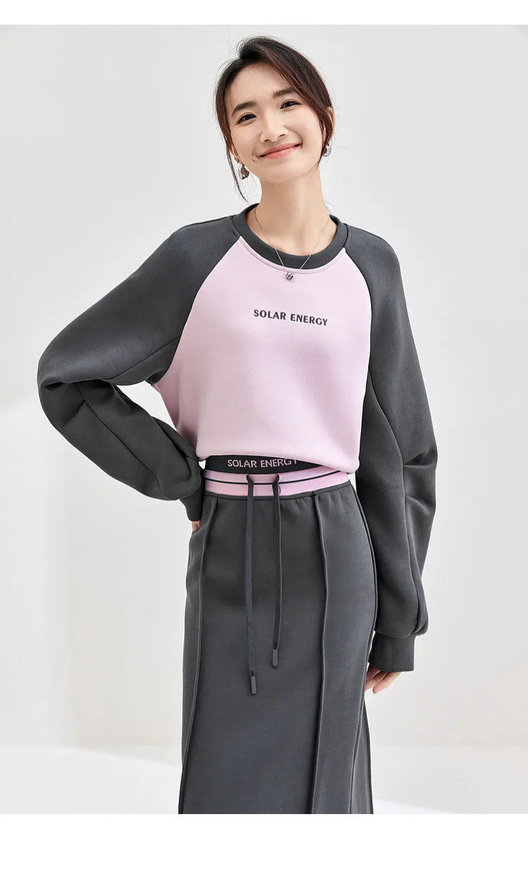 Sweatshirt And Midi Skirt Matching Set