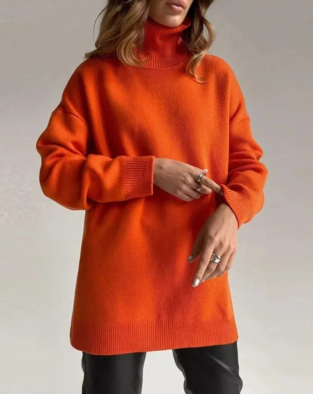 Side Split Oversized Turtleneck Sweater