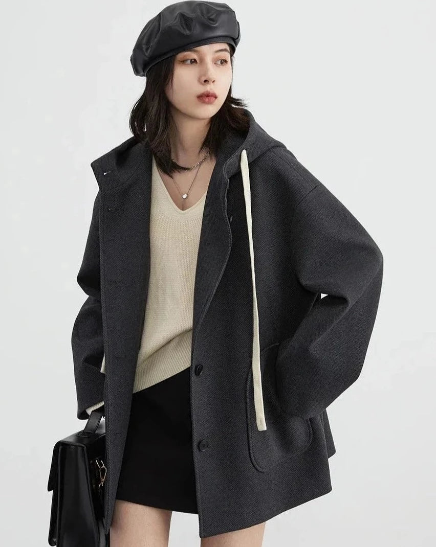 Woolen V-Neck Coat