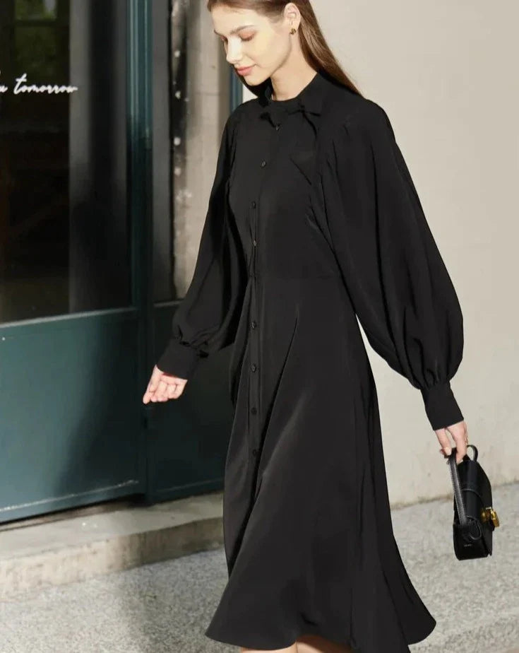 Black Minimalism A Line Chic Dress