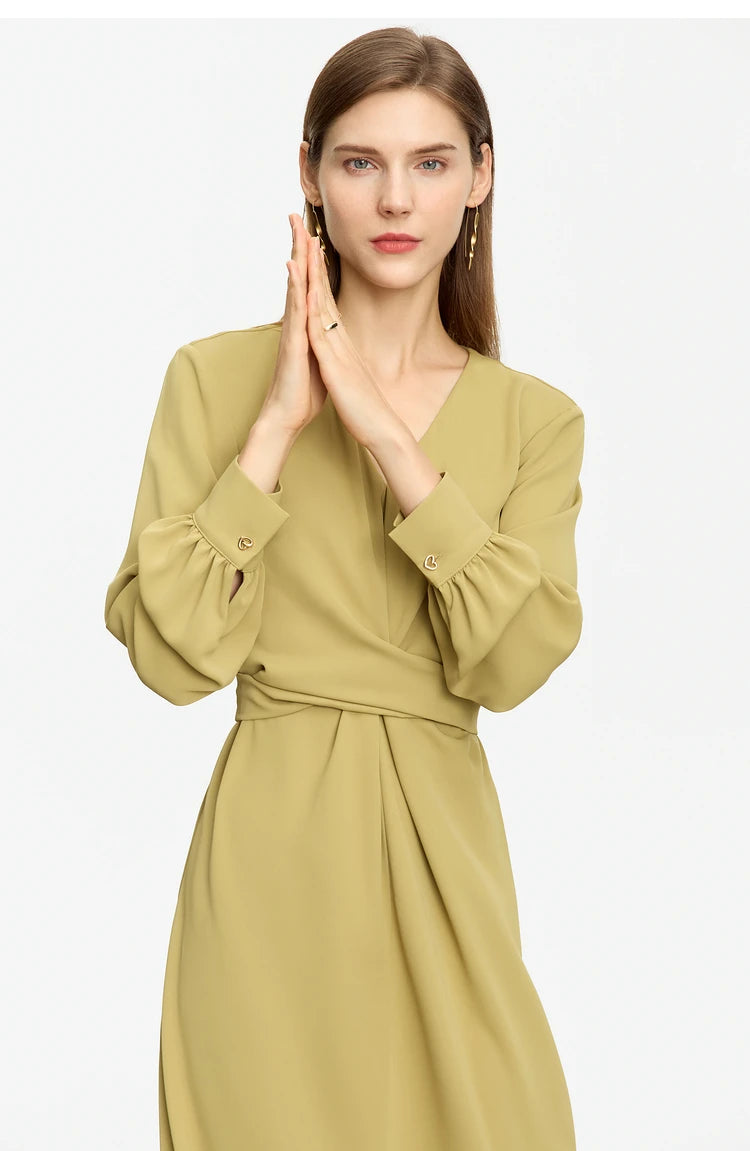 Minimalist V-neck A-Line Midi Dress