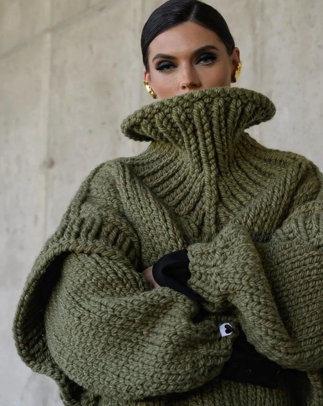 Oversized Knit Turtleneck Loose Sweater