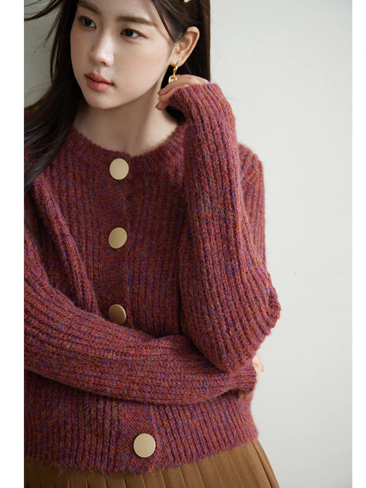 Casual Purple Red Cardigan