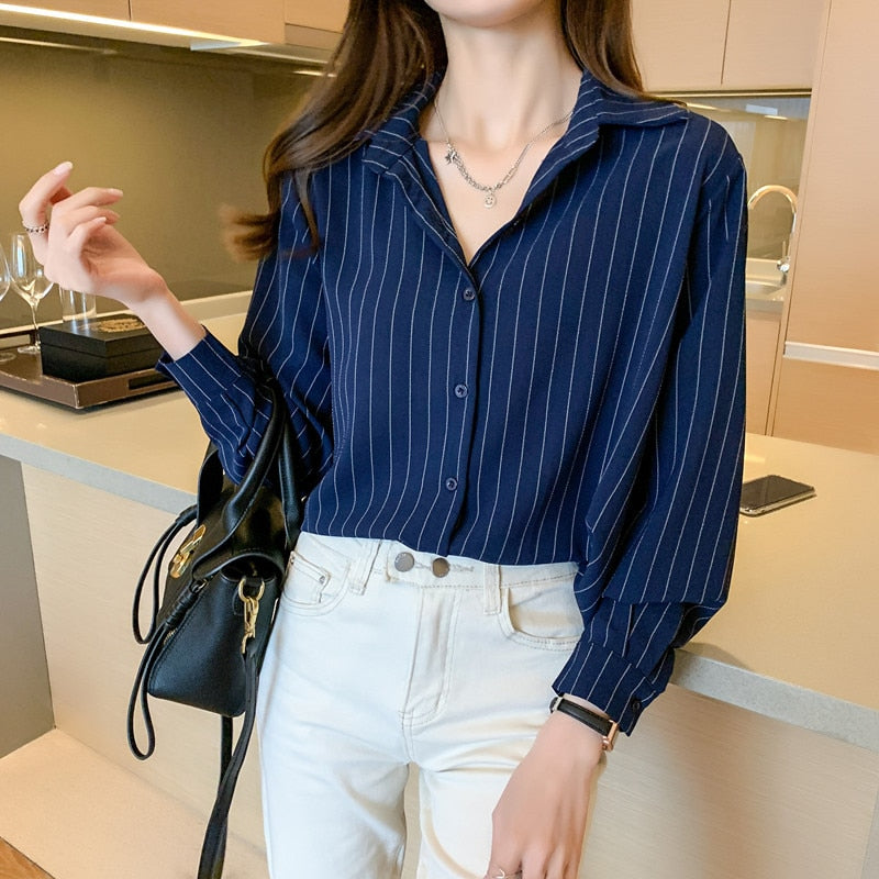 Long Sleeve Stripe Satin Blouse Shirt – BEYOND