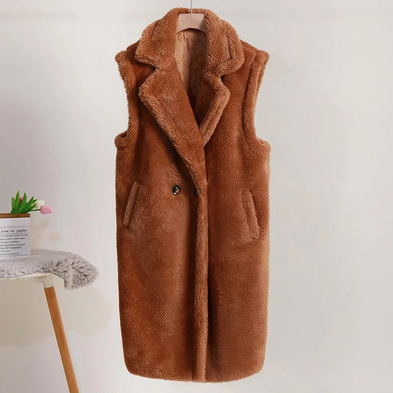 Long Teddy Bear Fur Vest Coat – BEYOND FASHION