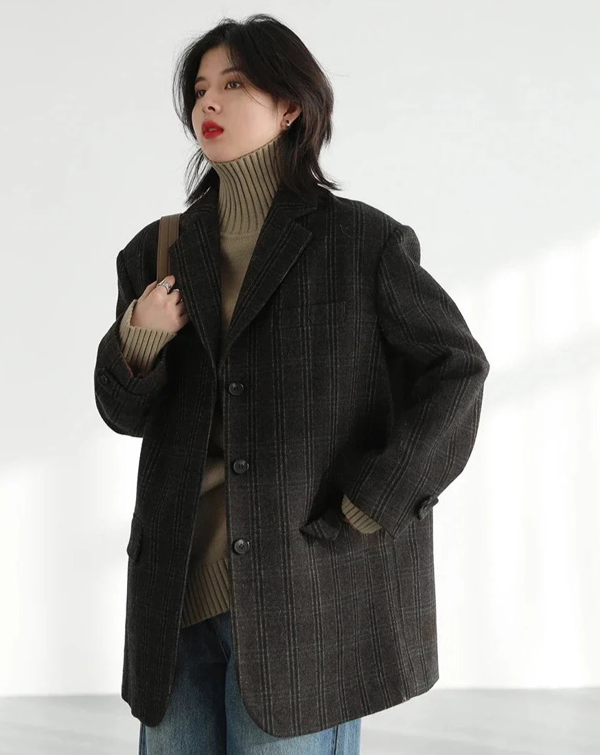 Wool Blended Blazer Coat