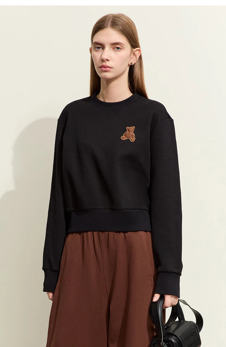Minimalism Bear Embroidery Sweatshirt