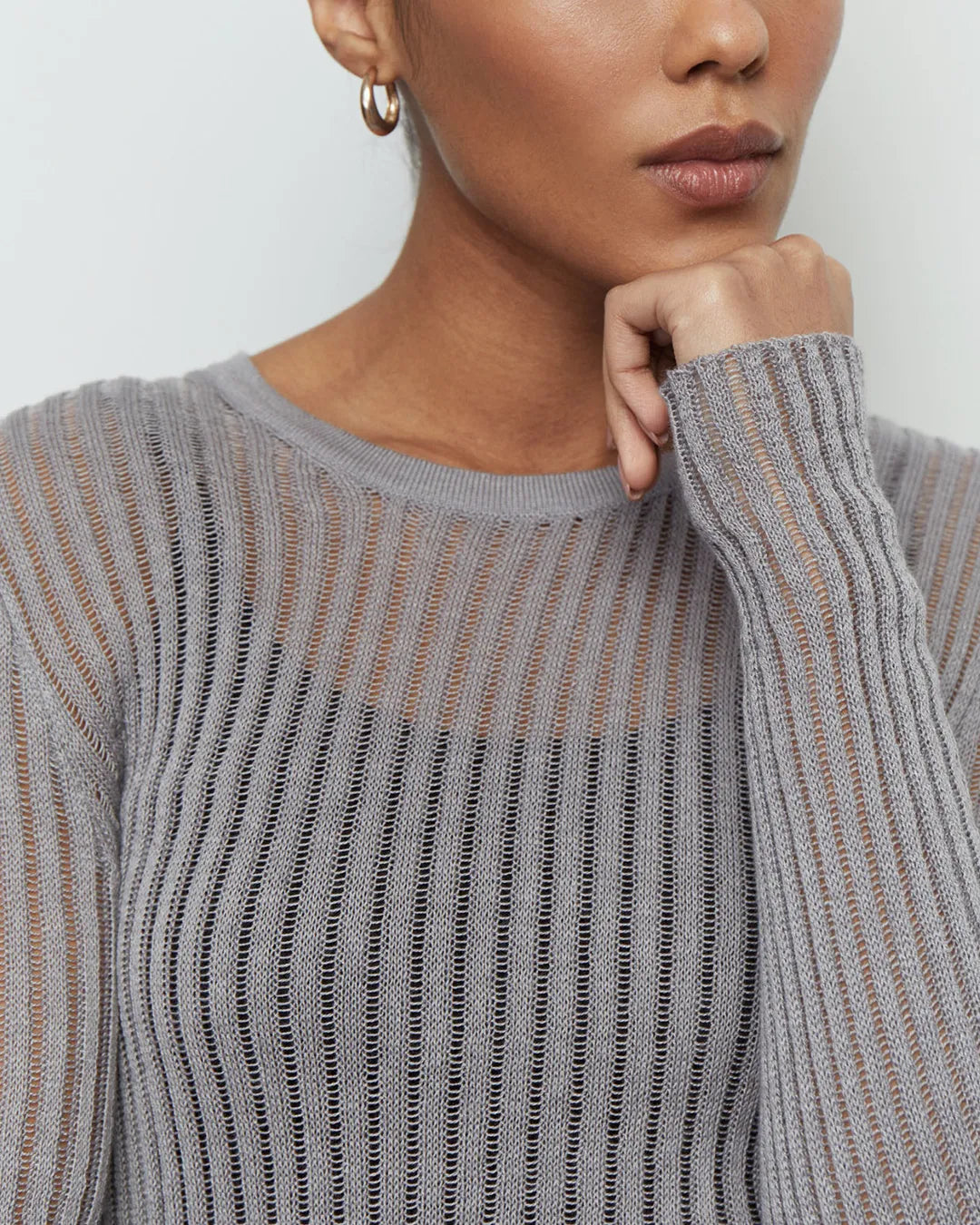 Striped See Through Long Sleeve Top