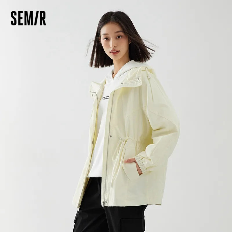 Mid-Length Casual Loose Hooded Jacket