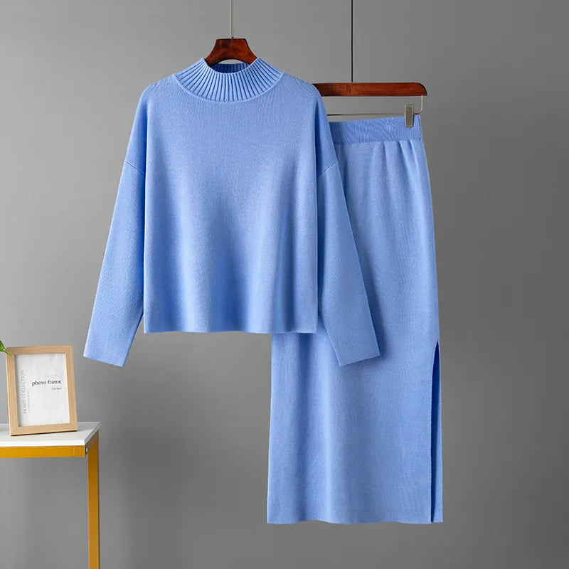 Elegant Loose Sweater And Long Skirts Set - BEYOND
