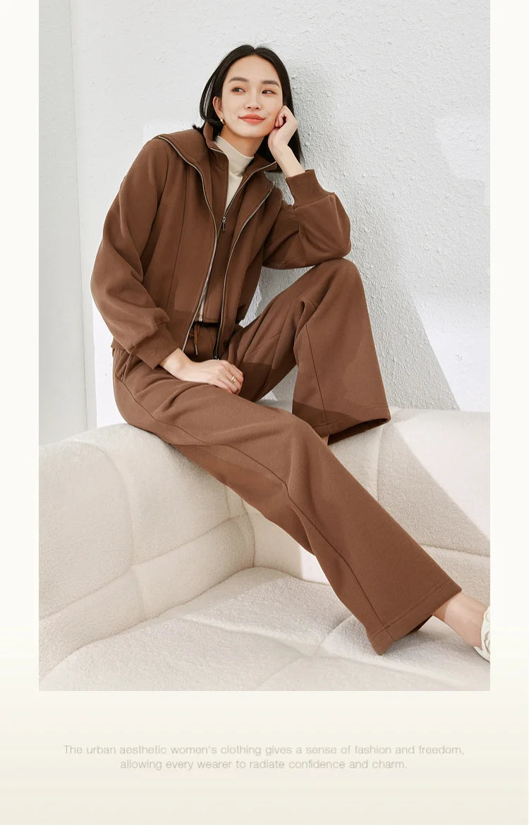 Two Piece Zipper Sweatshirt & Pants Set