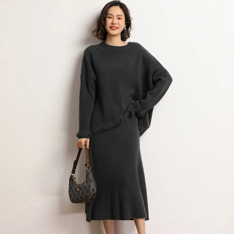 Cashmere Sweater And Skirt Two-Piece Set - BEYOND