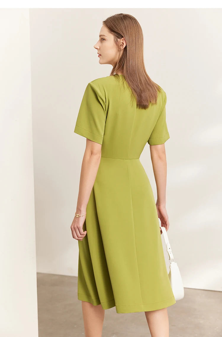 Minimalism Sleeves A-Line Midi Dress