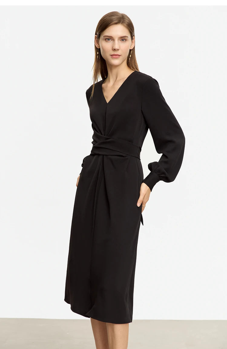 Minimalist V-neck A-Line Midi Dress