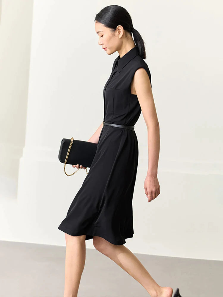 Black Minimalism Sleeveless Dress