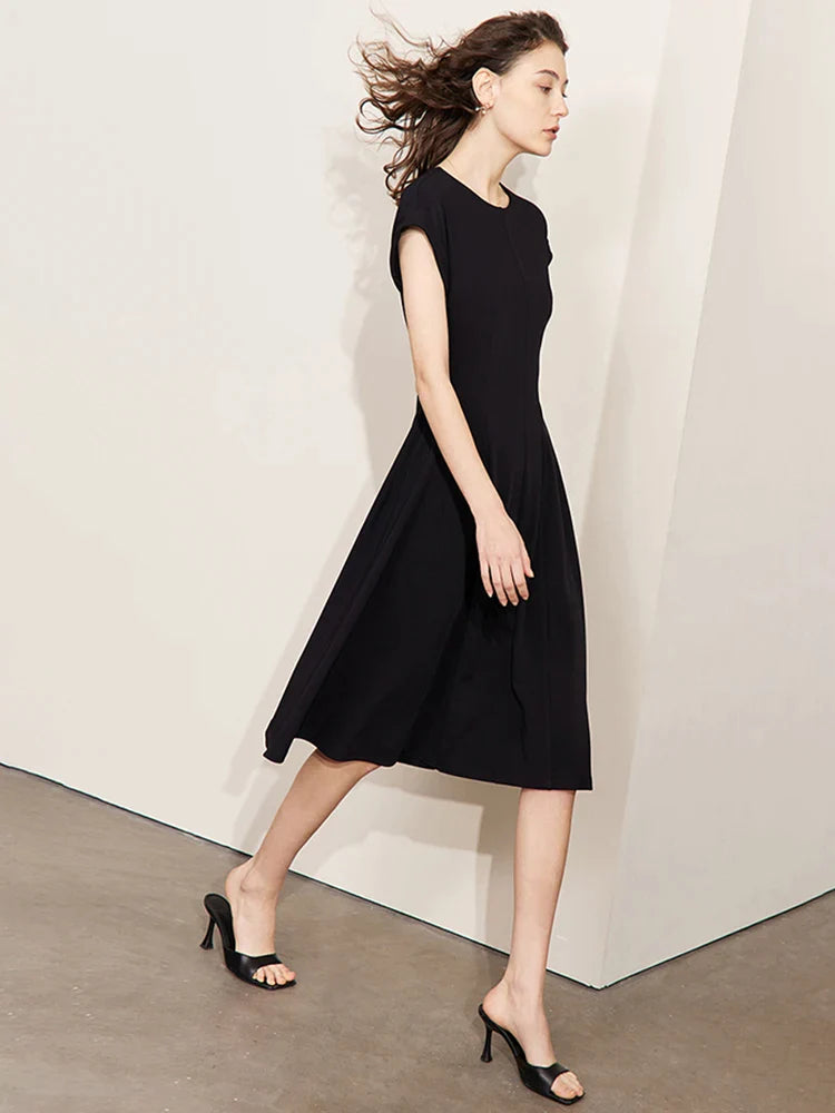 Black Minimalism Elegant Midi Dress