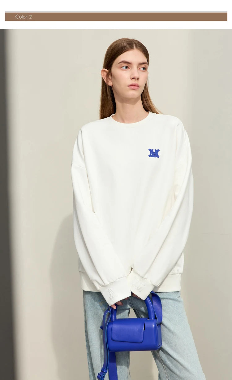 Minimalism Loose Embroidery Sweatshirt