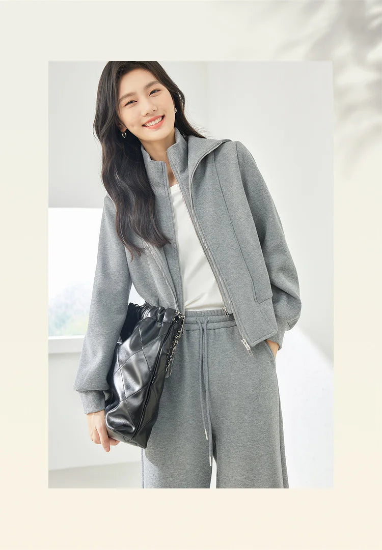 Two Piece Zipper Sweatshirt & Pants Set