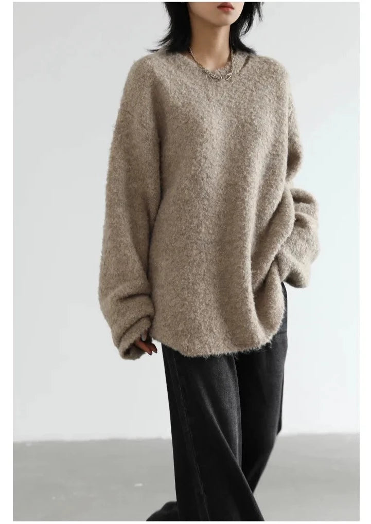 Loose, Neckline Cut Design Sweater