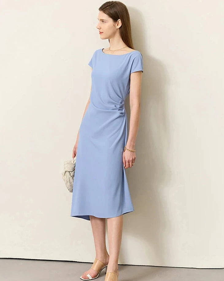 Chiffon Short Sleeves Midi Dress