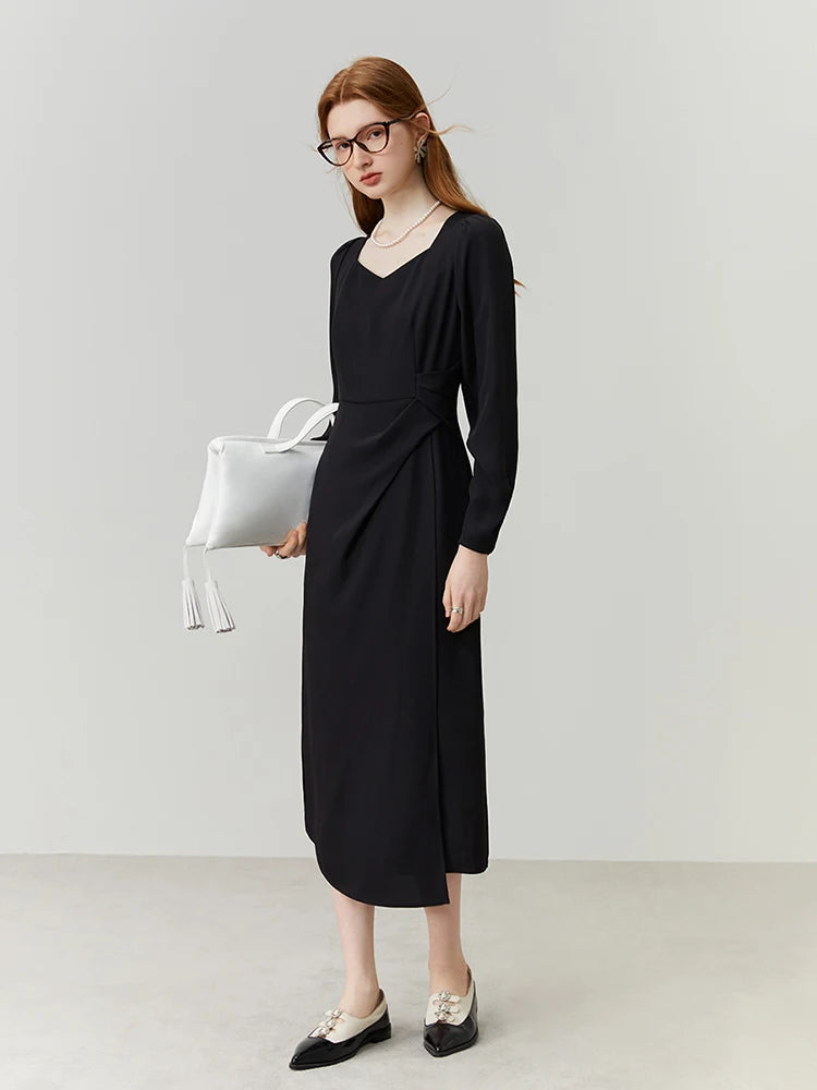 Elegant Long Sleeve Asymmetric Dress