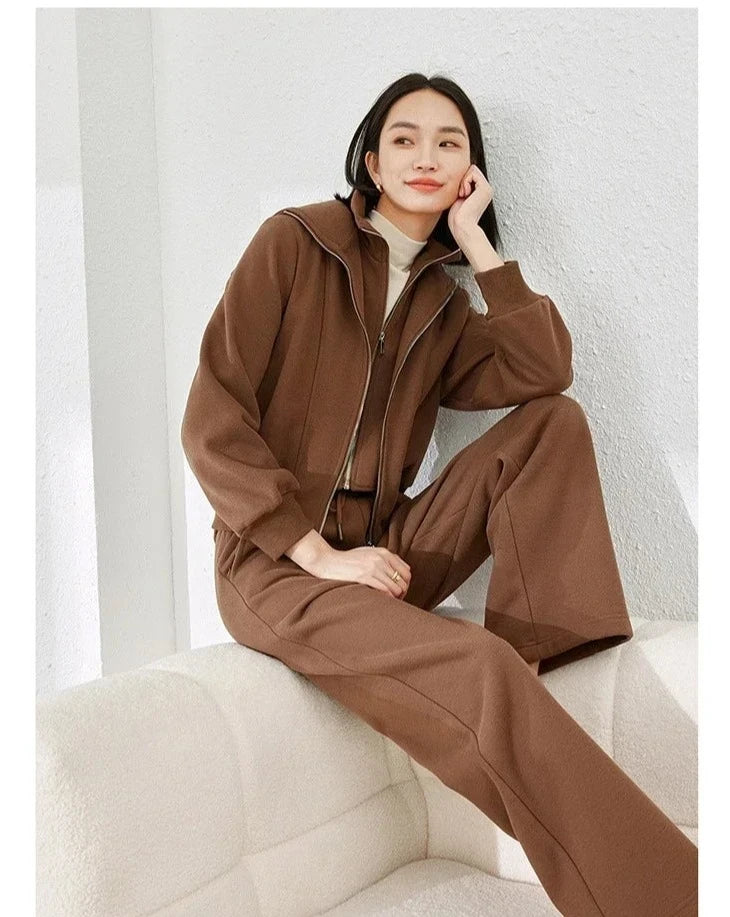 Two Piece Zipper Sweatshirt & Pants Set