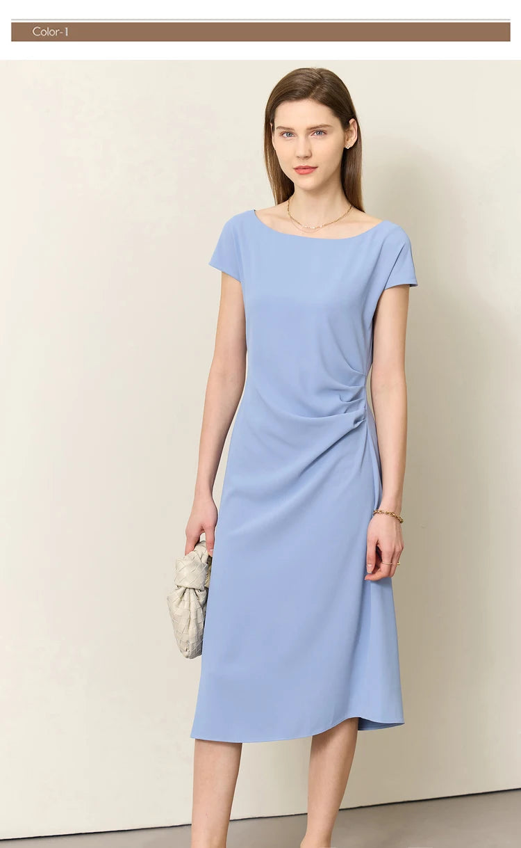 Chiffon Short Sleeves Midi Dress