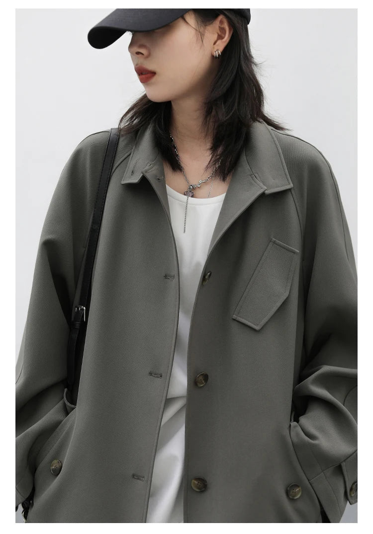 Solid Long Trench Coat