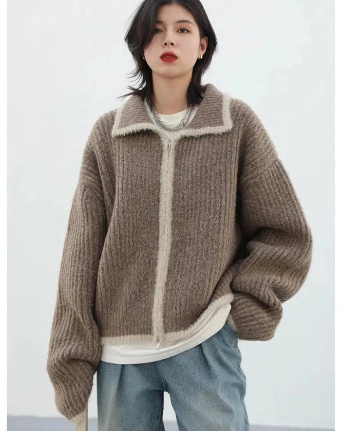 Loose Casual Lapel Knitted Cardigan Knitwear