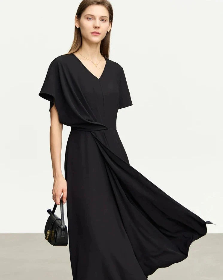 Black Asymmetrical Midi Dress