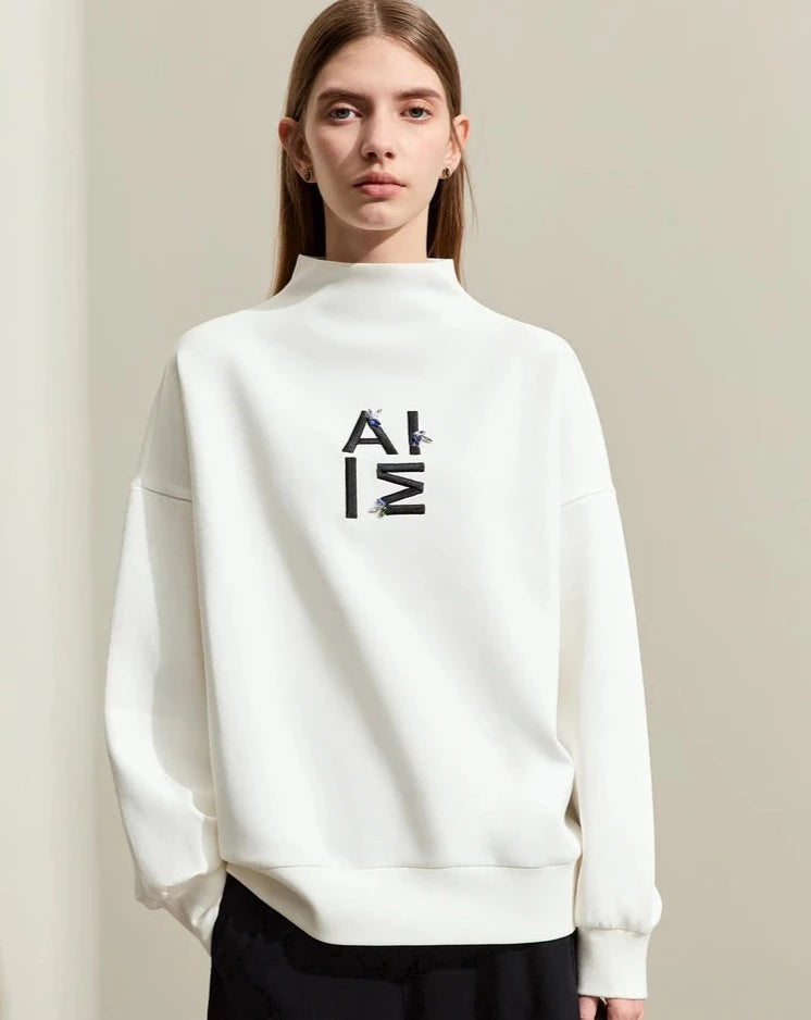 Minimalism Half-High Neck Sweatshirt